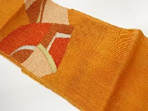 紗紬幾何学模様織出し名古屋帯